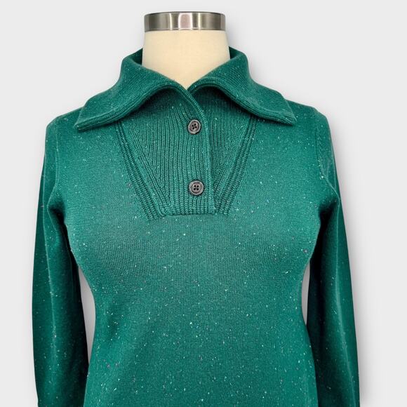 Talbots Supersoft Johnny Collar Sweater Dress Forest Green Petite Large Holiday - Picture 7 of 14